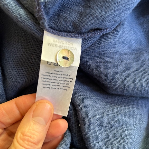 Faherty Atlantic Ave Dress V Neck Blue Shadow 100% Organic Cotton Size Large - Picture 8 of 8